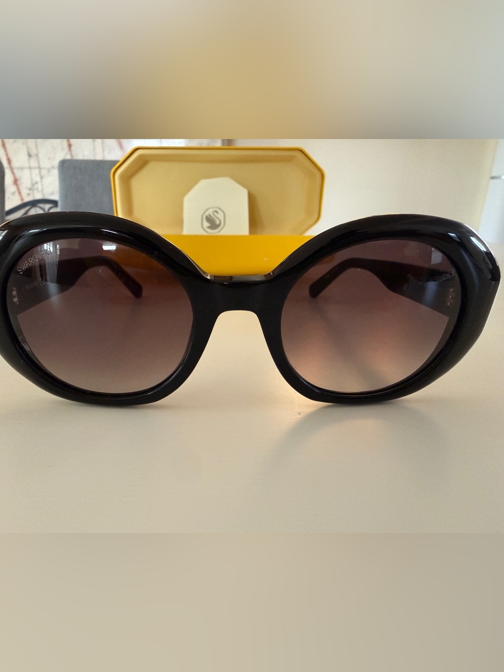 Swarovski Black Frame Sunglasses with Brown Gradient Lenses